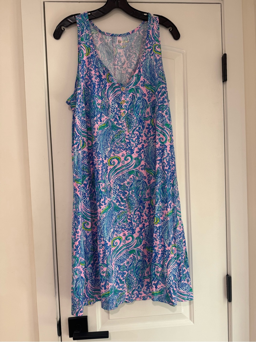 Lilly Pulitzer Lela Henley Tank Dress in Lilac Rose We Mermaid It - L